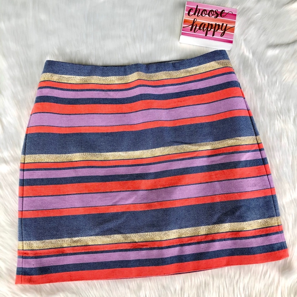 NWOT J Crew Striped Skirt w/ back zipper Size 0